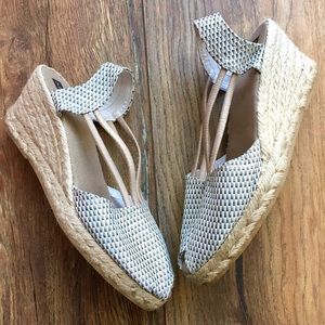 Sesto Meucci Silver Beige Espadrille Wedges 8